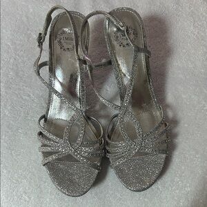 IMiller Women's Silver Glitter Heels